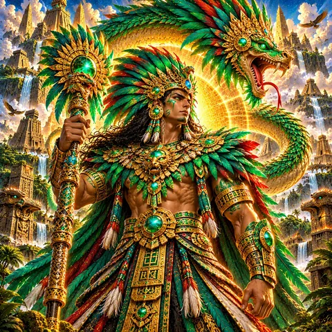 Quetzalcoatl, the feathered serpent, pixel art